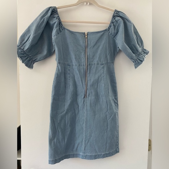 Missguided Blue Tie Front Milkmaid Denim Mini Dress size US 6 in blue - Picture 3 of 6
